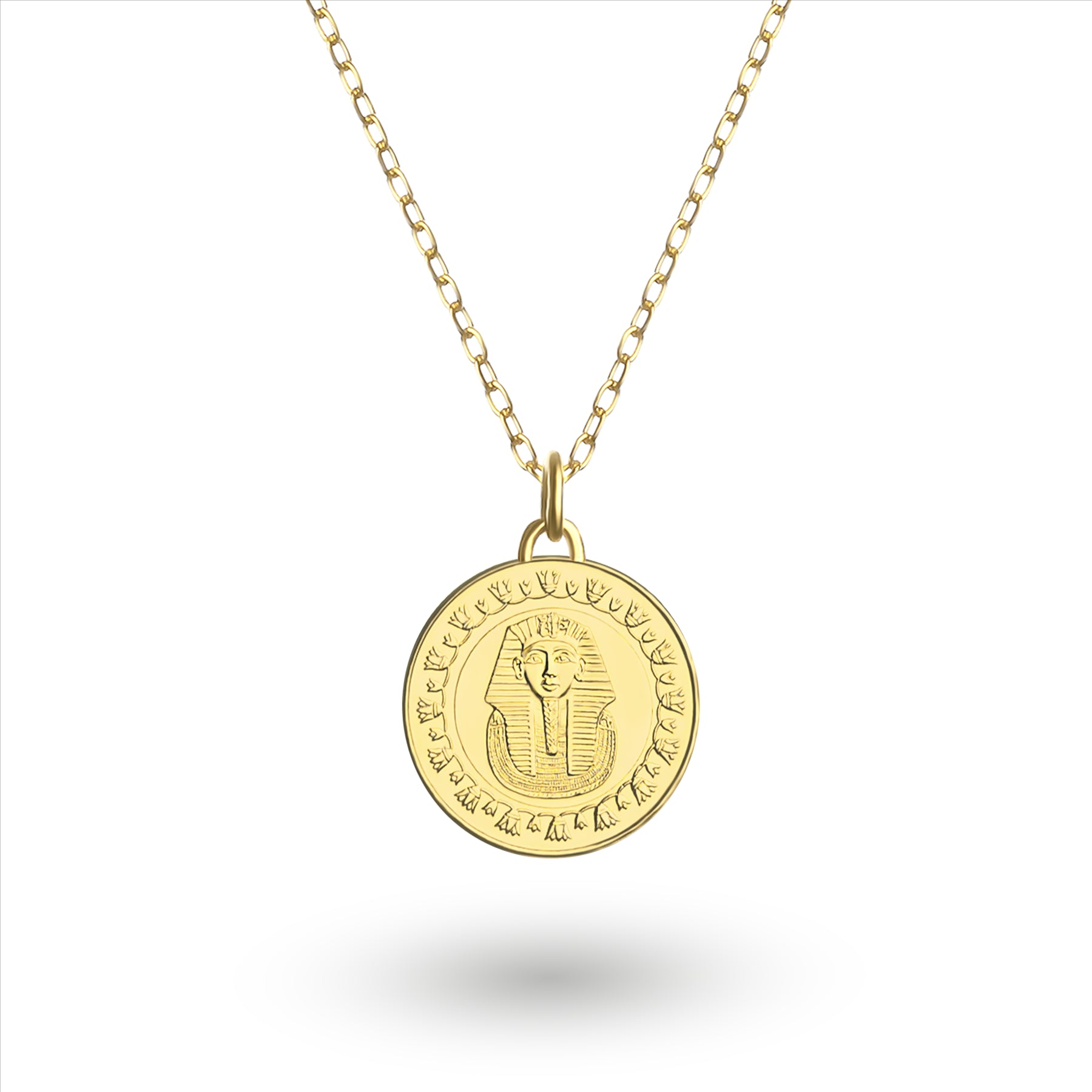 Egyptian Coin Necklace | Medallion Pendant Jewelry | 18K Gold Plated 1 Pound | Tutankhamun mask | 2005 - 2023