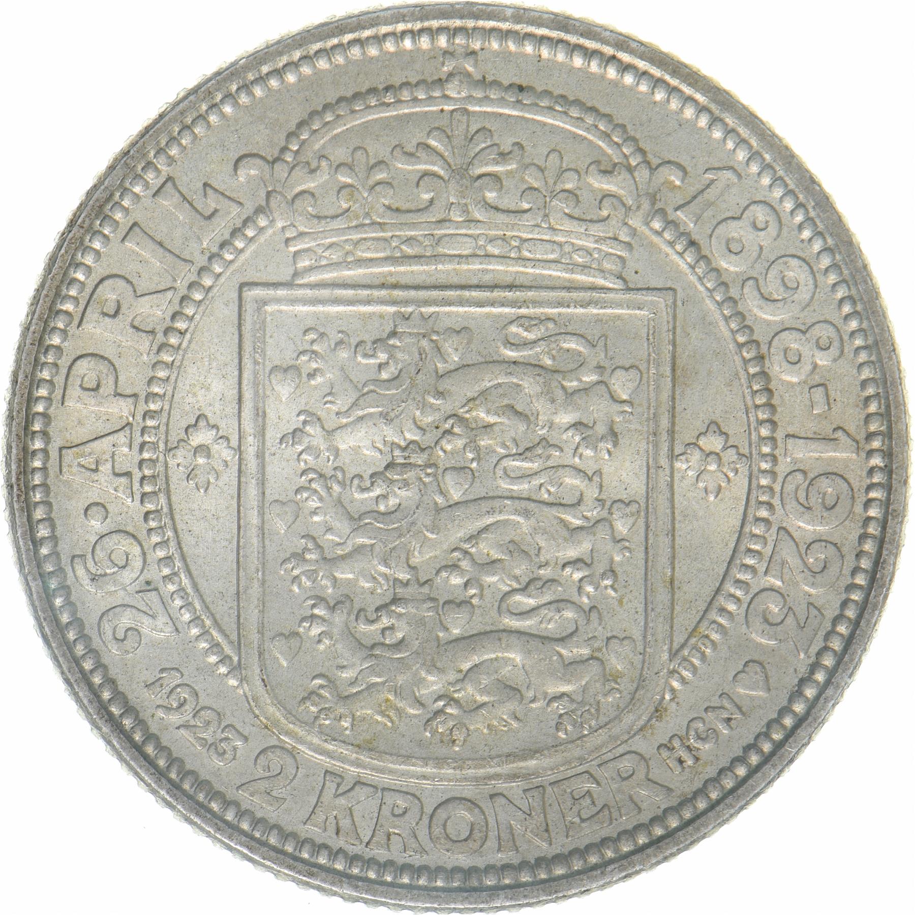 Denmark | 2 Kroner Coin | Silver wedding | KM:821 | 1923