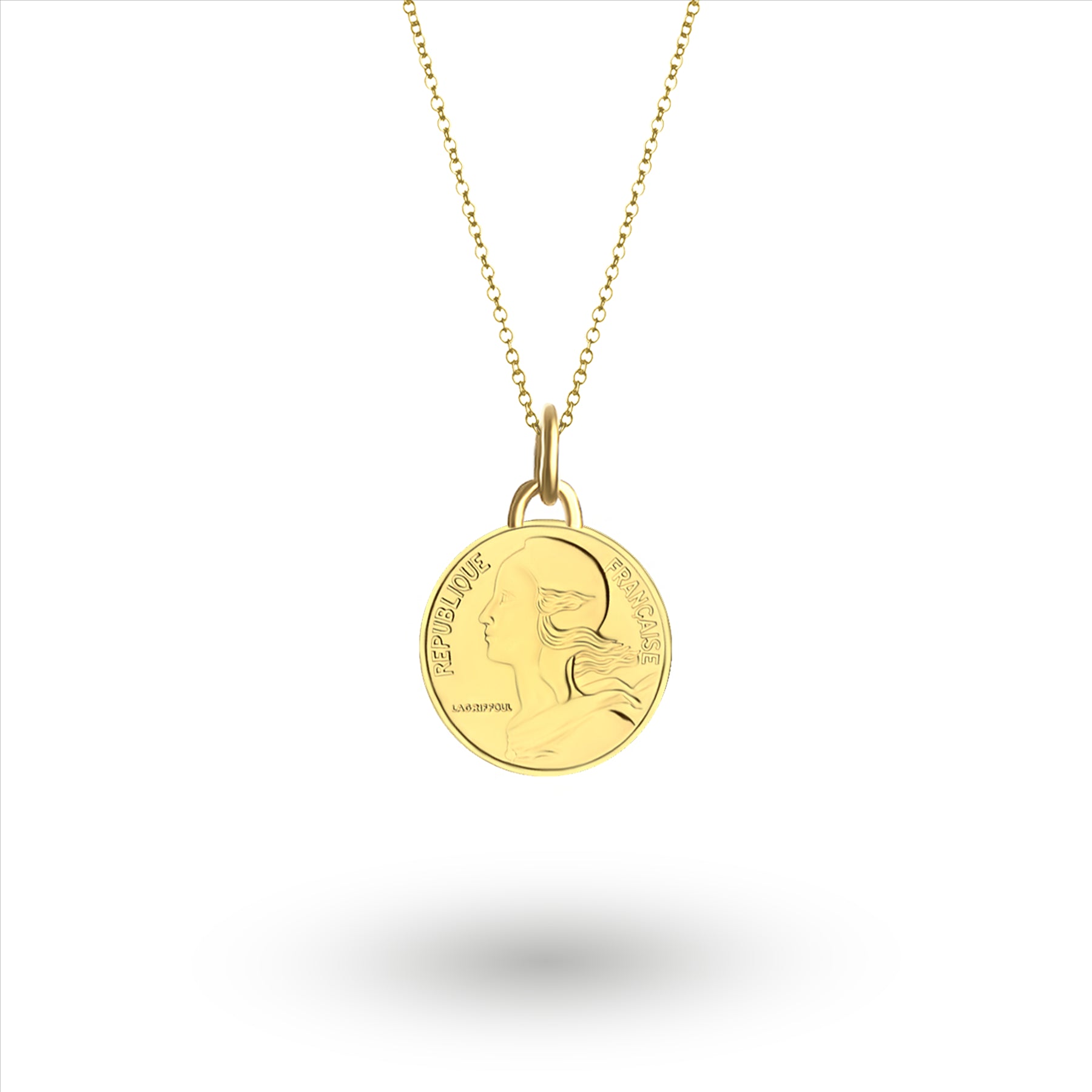 French Coin Necklace | Medallion Pendant Jewelry | 18K Gold Plated 10 Centimes | 1966 - 2001