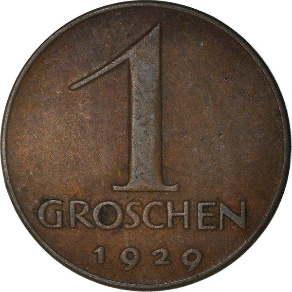 Austria 1 Groschen Coin | Crowned Eagle | KM2836 | 1925 - 1938