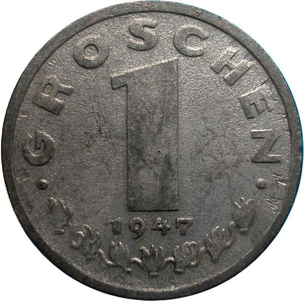Austria 1 Groschen Coin | KM2873 | 1947