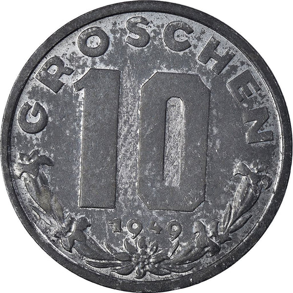 Austria 10 Groschen Coin | KM2874 | 1947 - 1949