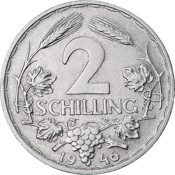 Austria 2 Schilling Coin | Grape | KM2872 | 1946 - 1952