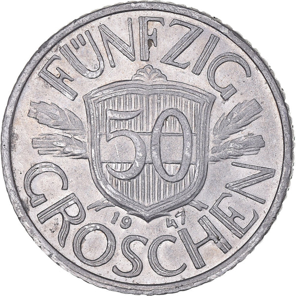 Austria 50 Groschen Coin | Escutcheon | KM2870 | 1946 - 1955