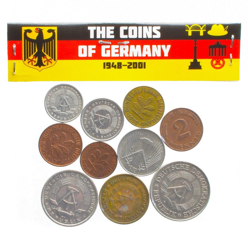 10 Different Coins From East West Federal Germany Pfennig Mark 1948-2001