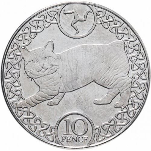 Isle of Man | 10 Pence Coin | Manx Cat | Queen Elizabeth II | Km:1581 | 2017 - 2021