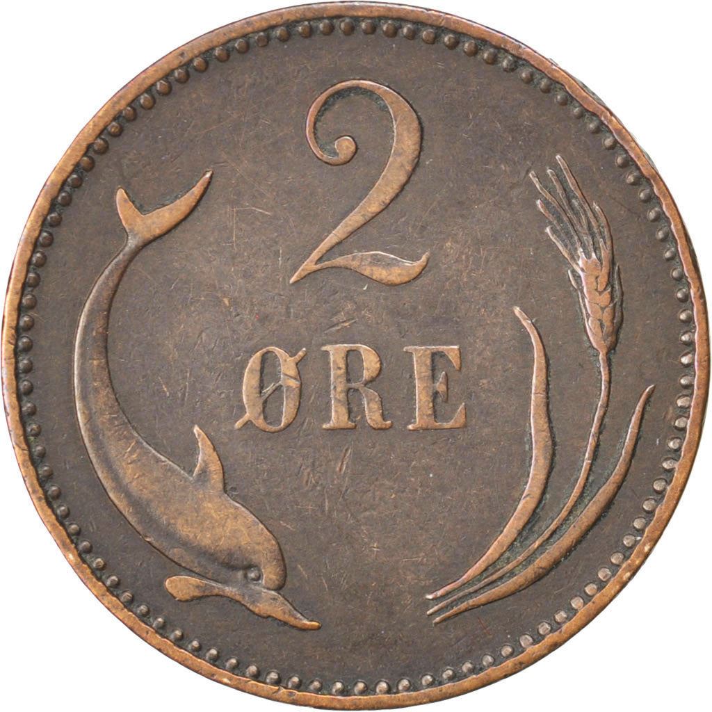 Denmark | 2 Ore Coin | Monogram | Km:793 | 1874 - 1906