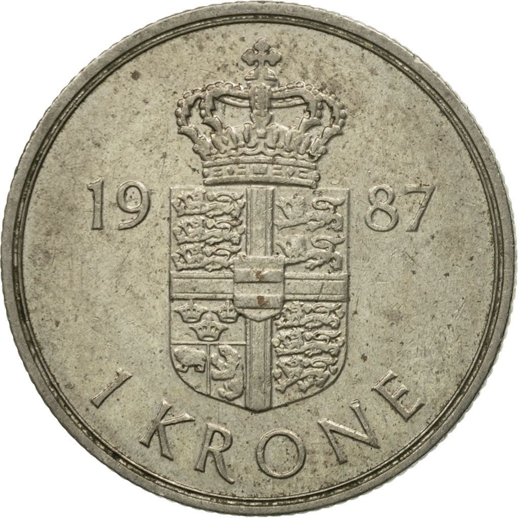 Denmark | 1 Krone Coin | Margrethe II | Km:862 | 1973 - 1989