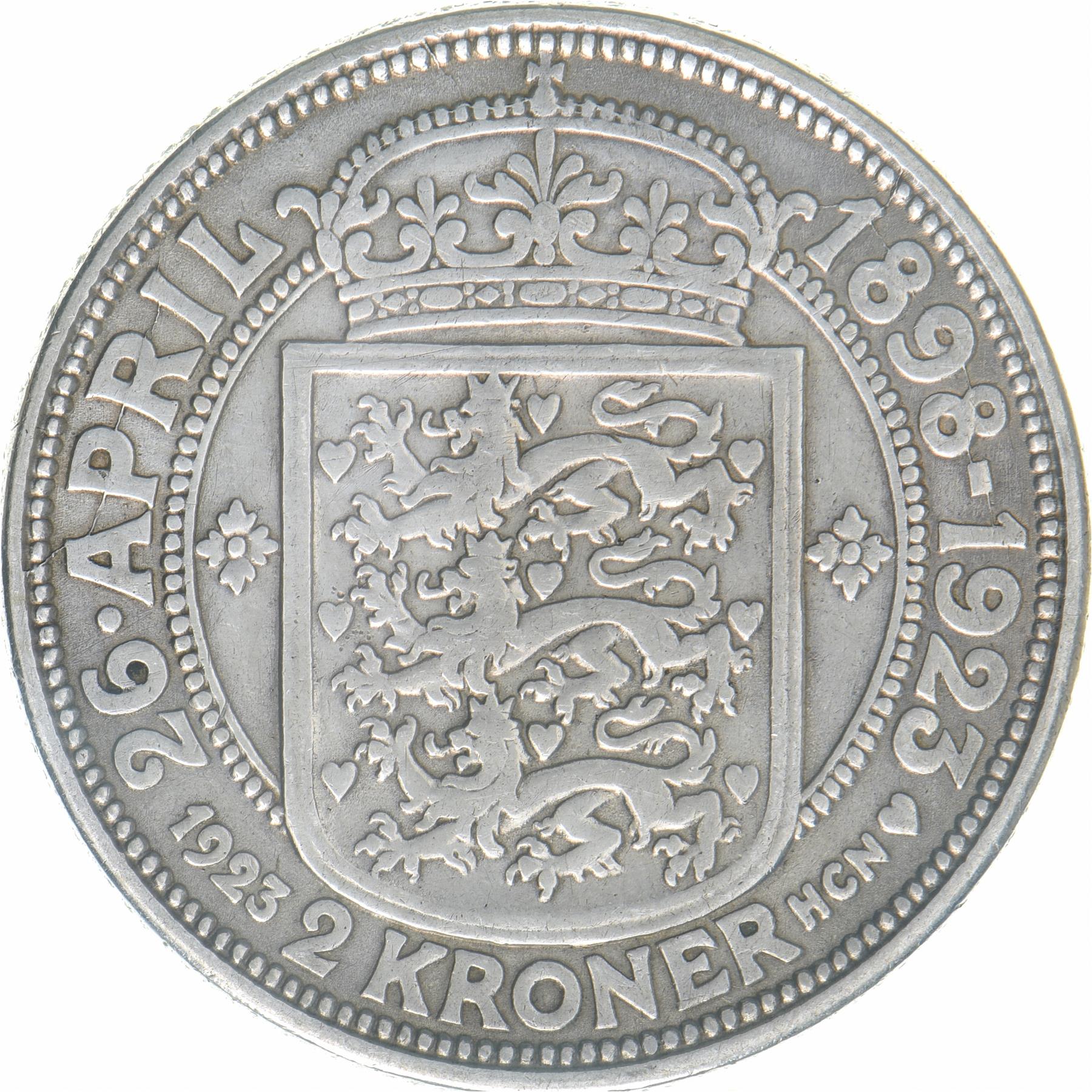 Denmark | 2 Kroner Coin | Silver wedding | KM:821 | 1923