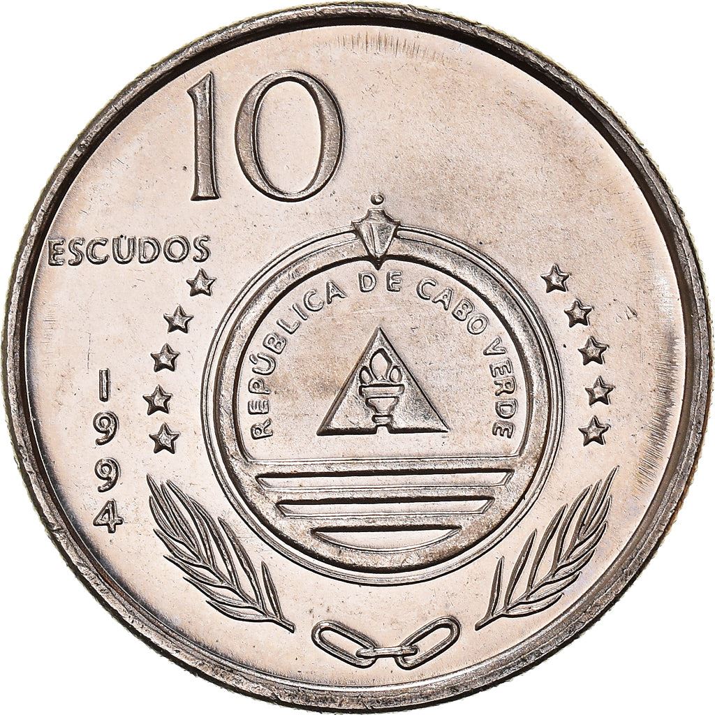 Cape Verde 10 Escudos Coin | Brown Headed Kingfisher | KM29 | 1994