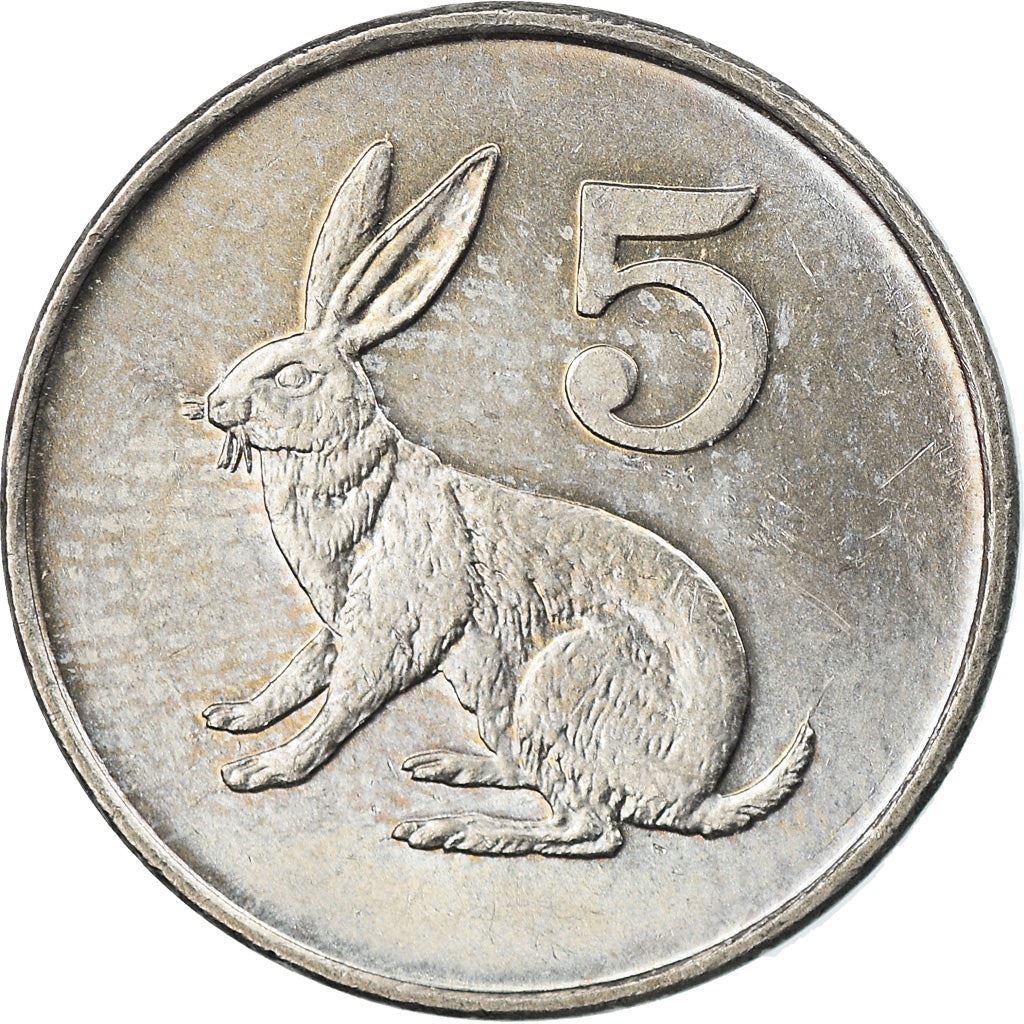Zimbabwe | 5 Cents Coin | Bateleur Eagle | Scrub Hare | KM2 | 1980 - 1999