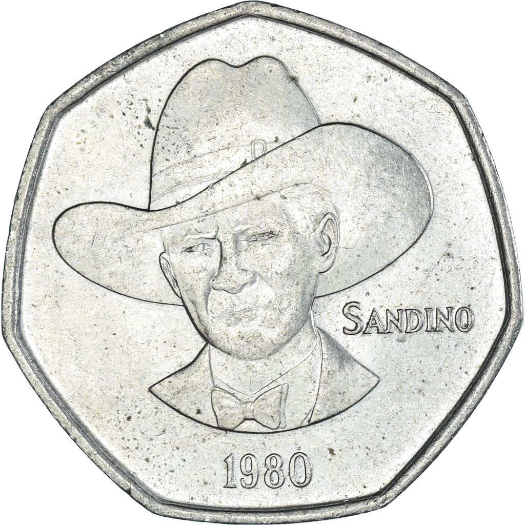 Nicaragua | 5 Cordobas Coin | Augusto Nicolás Sandino | Revolutionary | Km:44 | 1980
