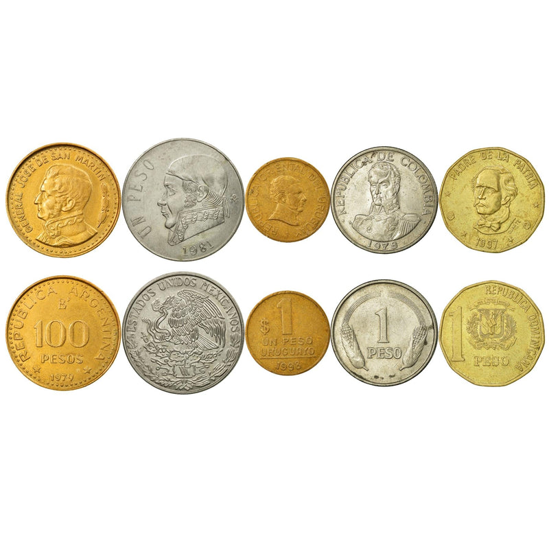 5 Coin Collection | Military Leaders of Latin America | National Heroes | Liberators | Army | Commanders | Independence | Nationhood | Revolt