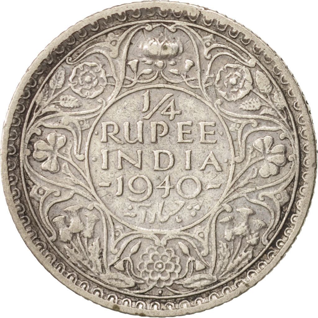 India - British | 1/4 Rupee Coin | King George VI | Km:545 | 1940