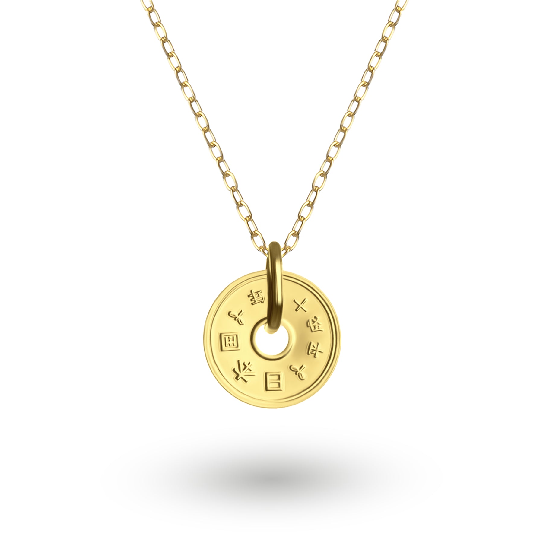 Japanese Coin Necklace | Medallion Pendant Jewelry | 18K Gold Plated 5 Yen | 1949 - 2024
