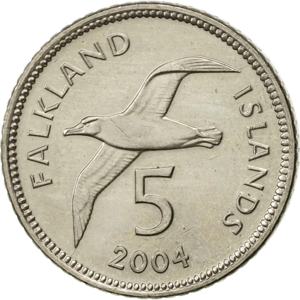 Falkland Islands 5 Pence Coin | 5 Pence Coin | Elizabeth II | Albatross | KM132 | 2004 - 2011