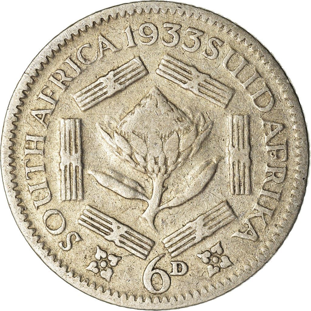 South Africa | 6 Pence Coin | George V | Flowers | Protea | Km:16.2 | 1931 - 1936
