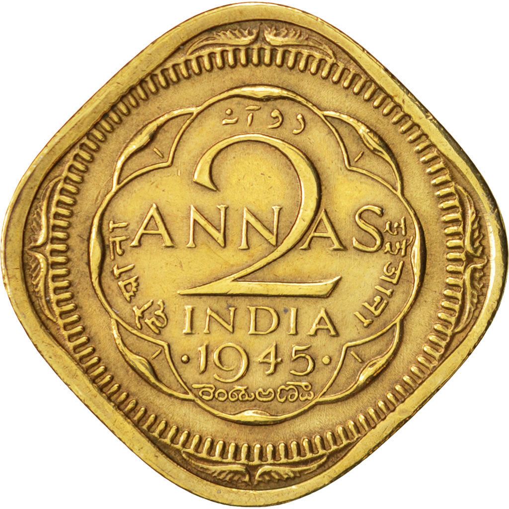 India - British | 2 Annas Coin | King George VI | Km:543 | 1945