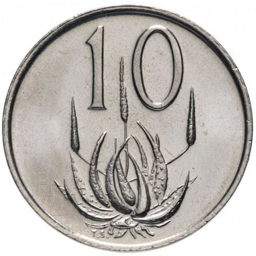 South Africa | 10 Cents Coin | Nicolaas Johannes Diederichs | Plants | Aloe | Km:101 | 1979