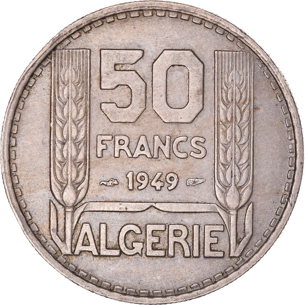 Algeria 50 Francs Coin | Marrianne | Phrygian Cap | KM92 | 1949