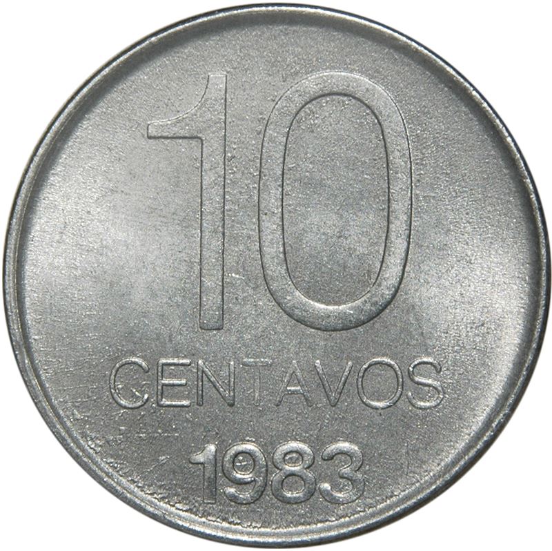 Argentina 10 Centavos Coin | Oudine | Phrygian cap | KM89 | 1983