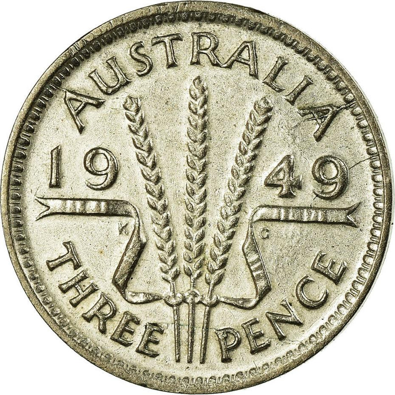 Australia | 3 Pence Coin | George VI | Silver | KM44 | 1949 - 1952