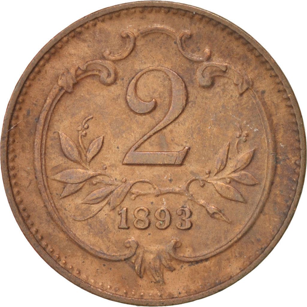 Austrian Empire | 2 Hellers Coin | Art Nouveau | Habsburg-Lorraine Shield | Km:2801 | 1892 - 1915