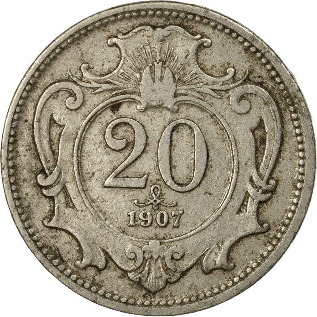 Austrian Empire | 20 Hellers Coin | Art Nouveau | Habsburg-Lorraine Shield | Km:2803 | 1892 - 1914