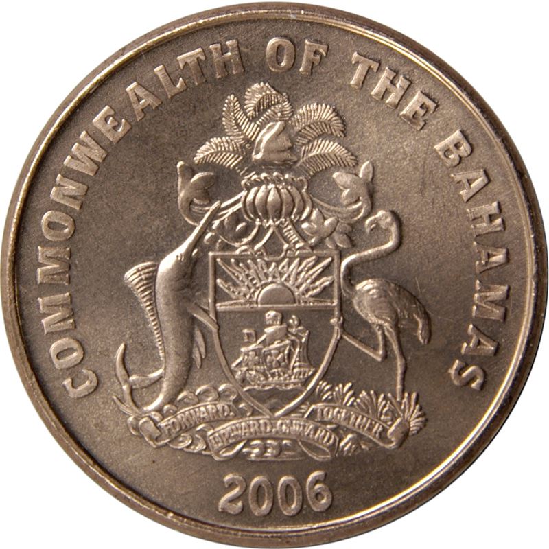 Bahamas | 1 Cent Coin | Starfish | Flamingo | Marlin | KM218.1 | 2006 - 2007