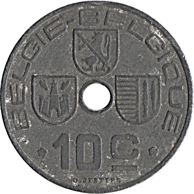 Belgian Coin 10 Centimes - Léopold III BELGIQUE | Liège | Arlon | KM126 | 1941 - 1946