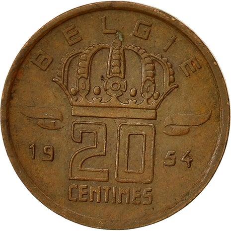 Belgian Coin 20 Centimes - Baudouin I België | Miner | Mining Lamp | KM147 | 1954 - 1960