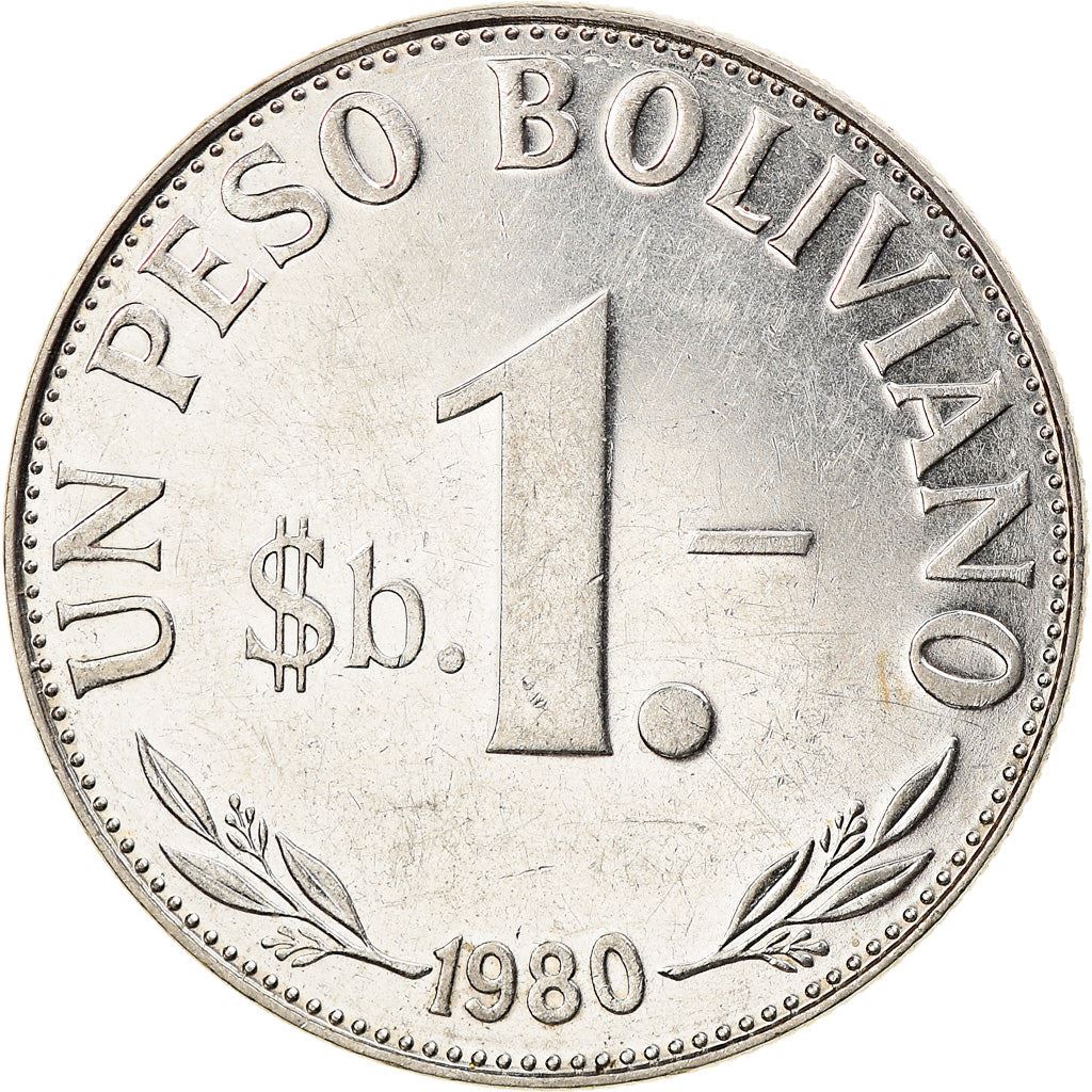 Bolivia 1 Peso Boliviano Coin | Mountains | Chapel | Palm Tree | Lama | KM192 | 1968 - 1980
