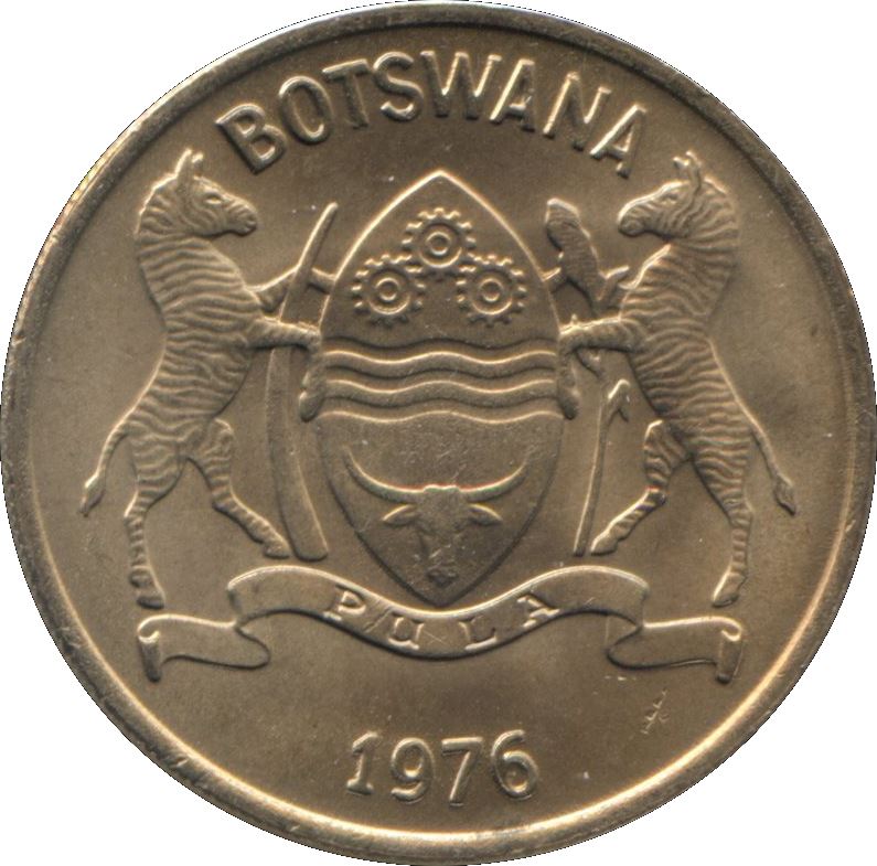 Botswana 25 Thebe Coin | Zebu | KM6 | 1976 - 1989