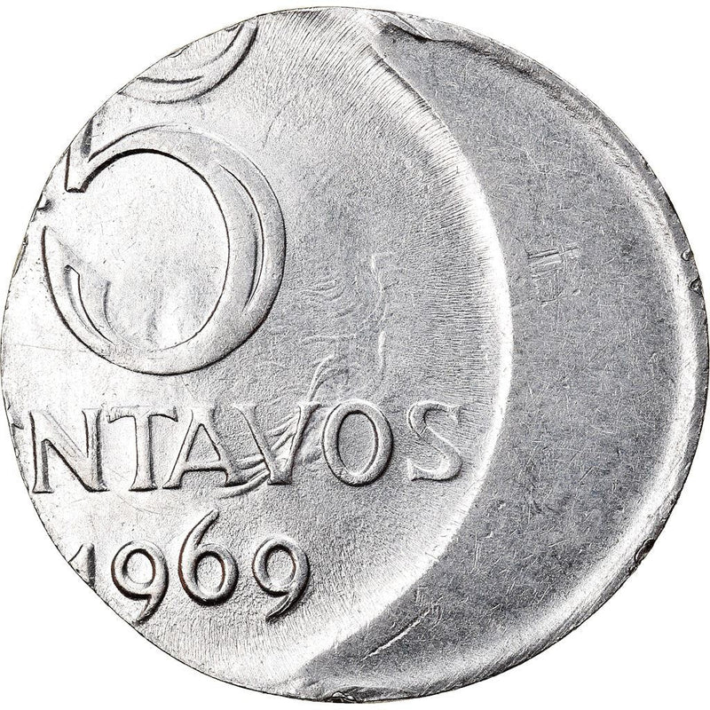 Brazilian 5 Centavos Coin | KM577.2 | Brazil's effigy of Liberty | 1969 - 1975
