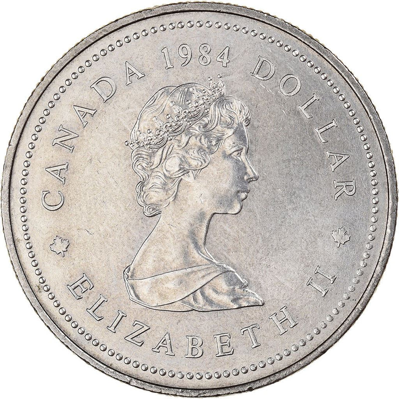 Canada 1 Dollar Coin | Queen Elizabeth II | Jacques Cartier | Ship | Soldier | KM141 | 1984