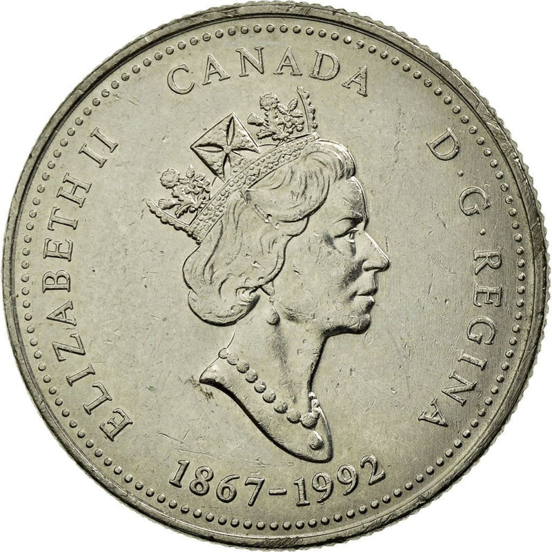 Canada 25 Cents Coin | Queen Elizabeth II | Saskatchewan | Train | KM233 | 1992