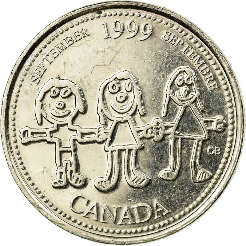 Canada Coin Canadian 25 Cents | Queen Elizabeth II | Children Painting | KM350 | 1999