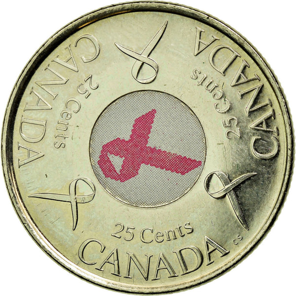 Canada Coin Canadian 25 Cents | Queen Elizabeth II | Pink Ribbon | KM635 | 2006