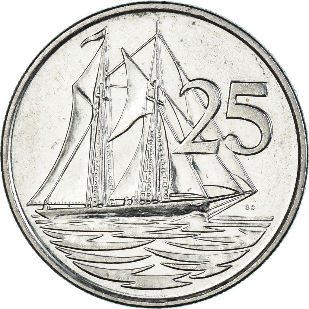 Cayman Islands | 25 Cents Coin | Schooner "Kirk B" | Elizabeth II | Km:134 | 1999 - 2019