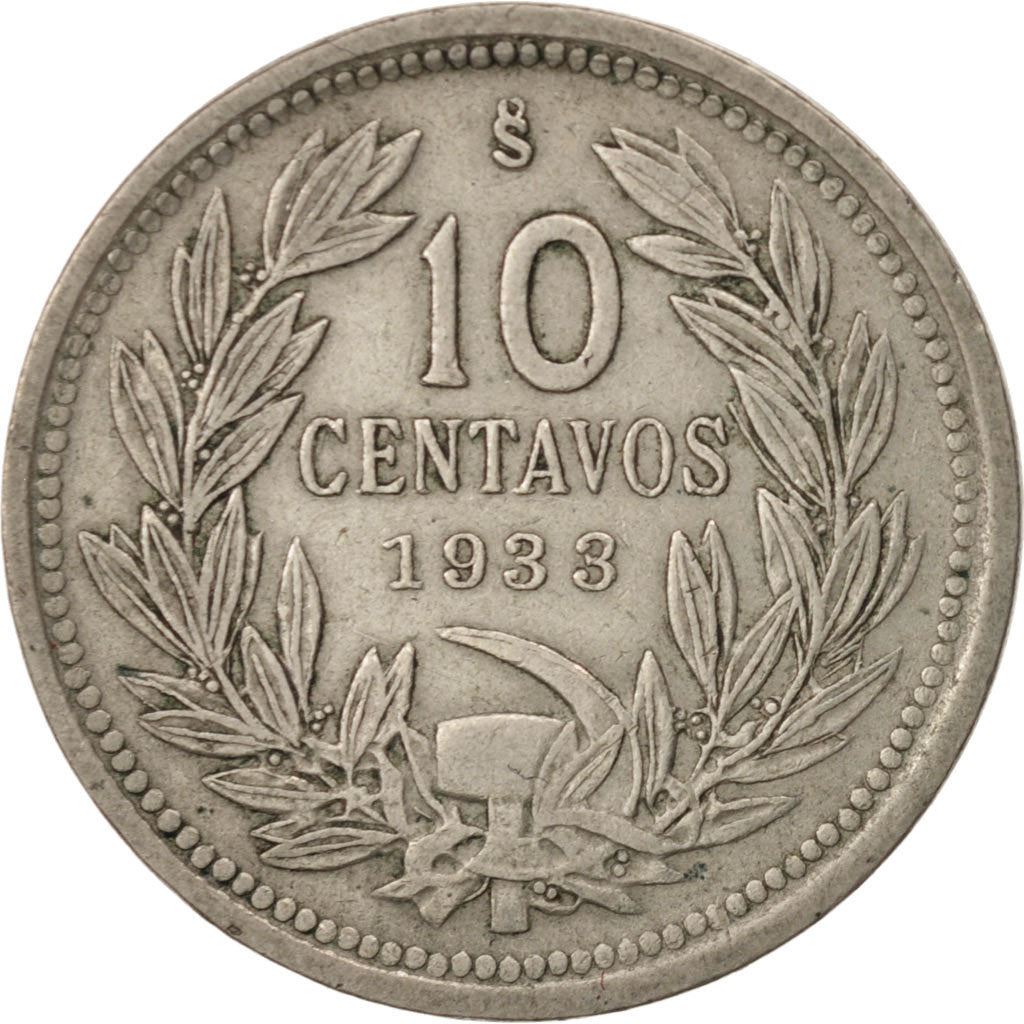 Chile 10 Centavos Coin | KM166 | 1920 - 1941