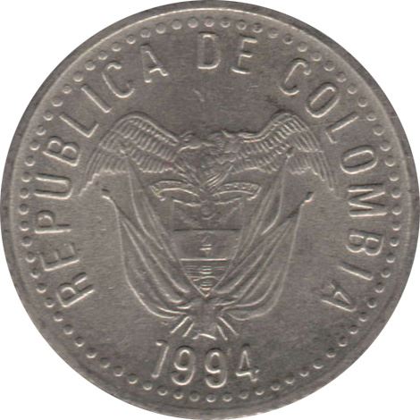 Colombia 10 Pesos Coin | Wreath | 1989 - 1994