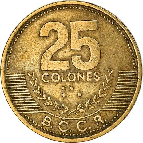 Costa Rica Coin | 25 Colones | Stars | Volcno | Ship | Sun | KM229a | 2001 - 2003