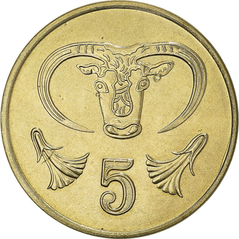 Cyprus 5 Cents Coin | Bull | KM55.3 | 1991 - 2004