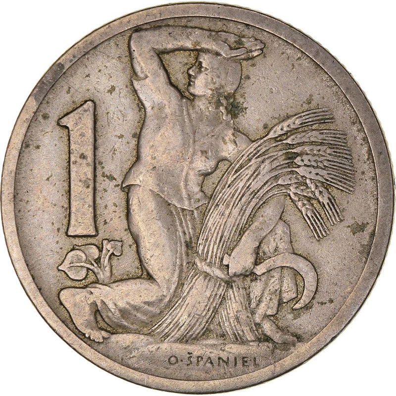 Czechoslovakia | 1 Koruna Coin | Sickle | Lion | KM4 | 1922 - 1938