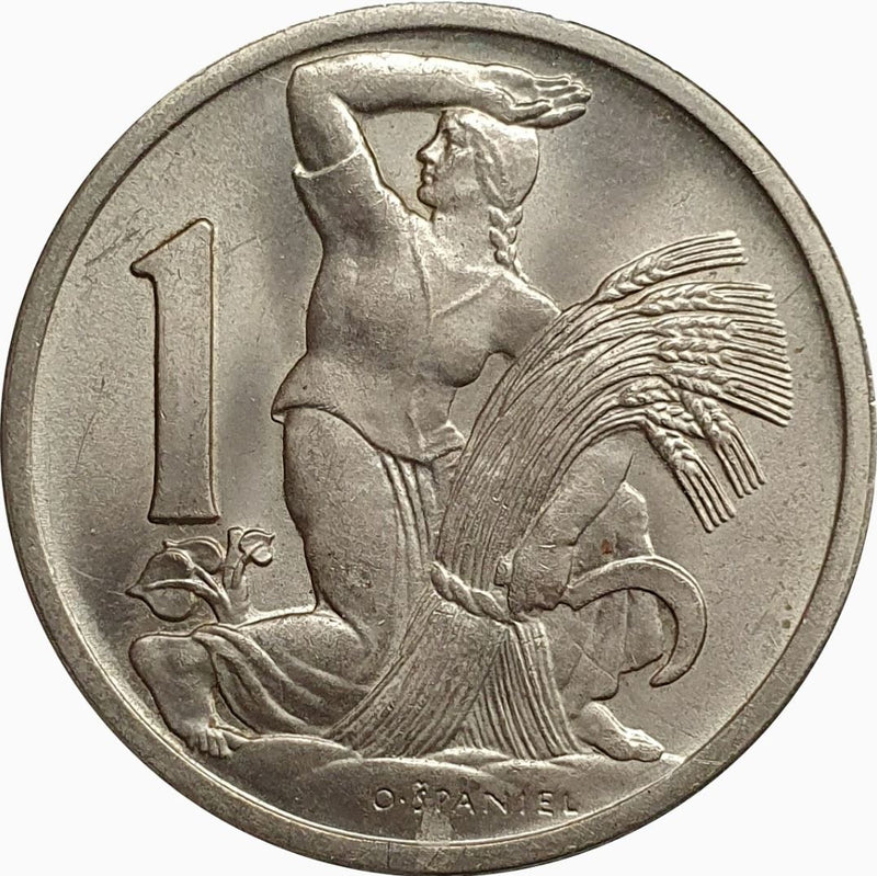 Czechoslovakia | 1 Koruna Coin | Sickle | Lion | KM4 | 1922 - 1938
