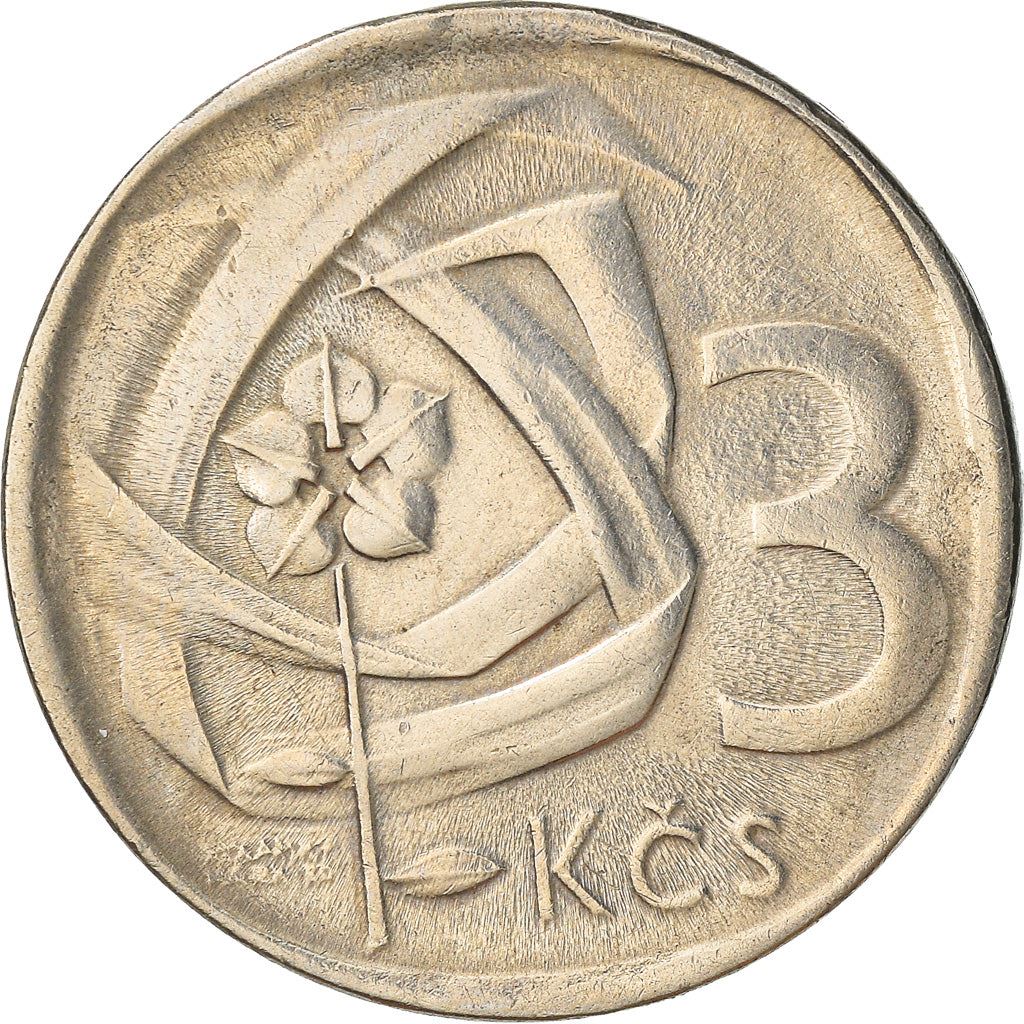 Czechoslovakia | 3 Koruny Coin | Linden Leaves | KM57 | 1965 - 1969