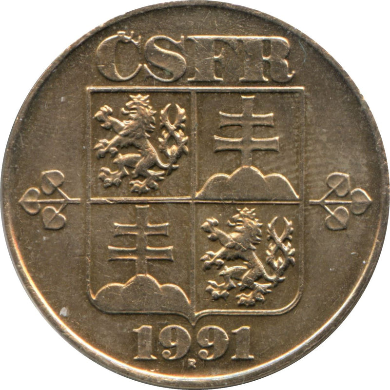 Czechoslovakia | 5 Korun Coin | Flower | Crane | KM152 | 1991 - 1992