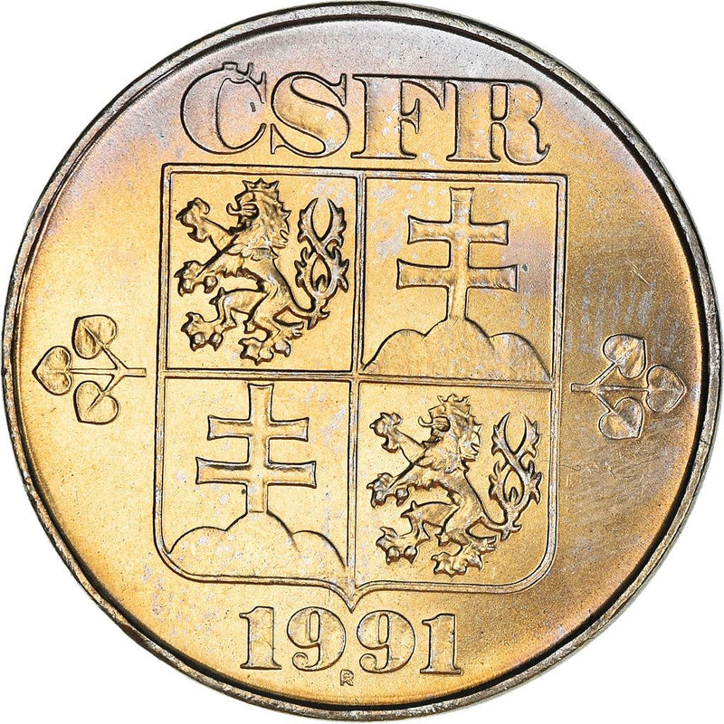 Czechoslovakia | 5 Korun Coin | Flower | Crane | KM152 | 1991 - 1992
