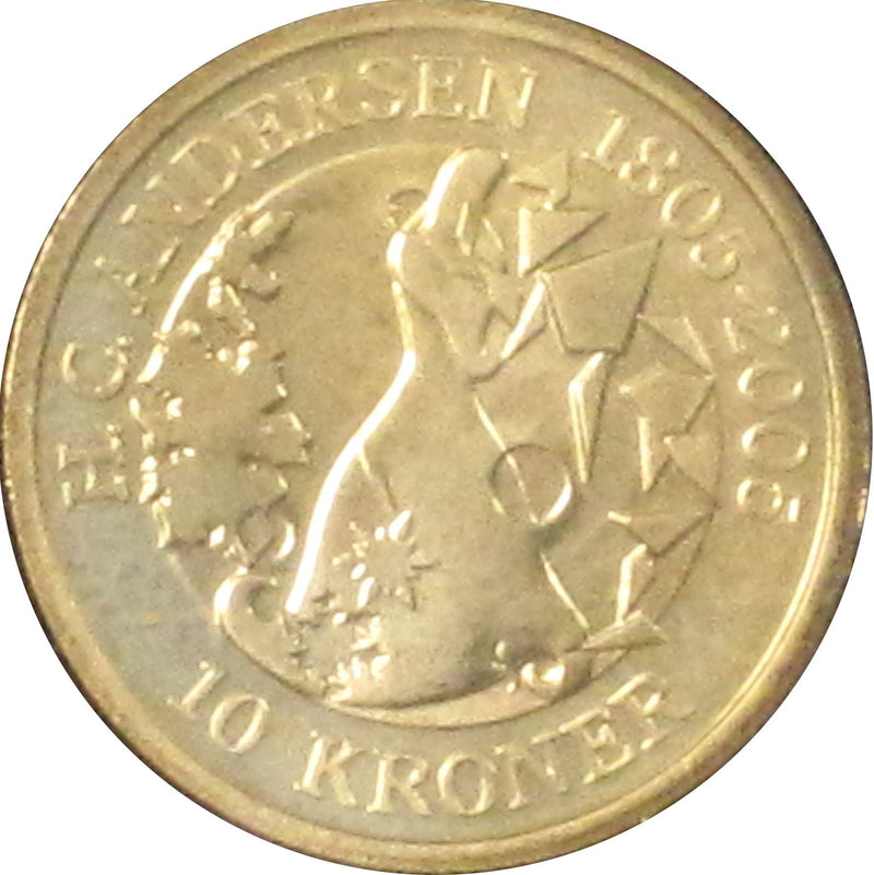 Danish 10 Kroner Coin | Margrethe II 4th portrait | Snow Queen | KM914 | Denmark | 2006
