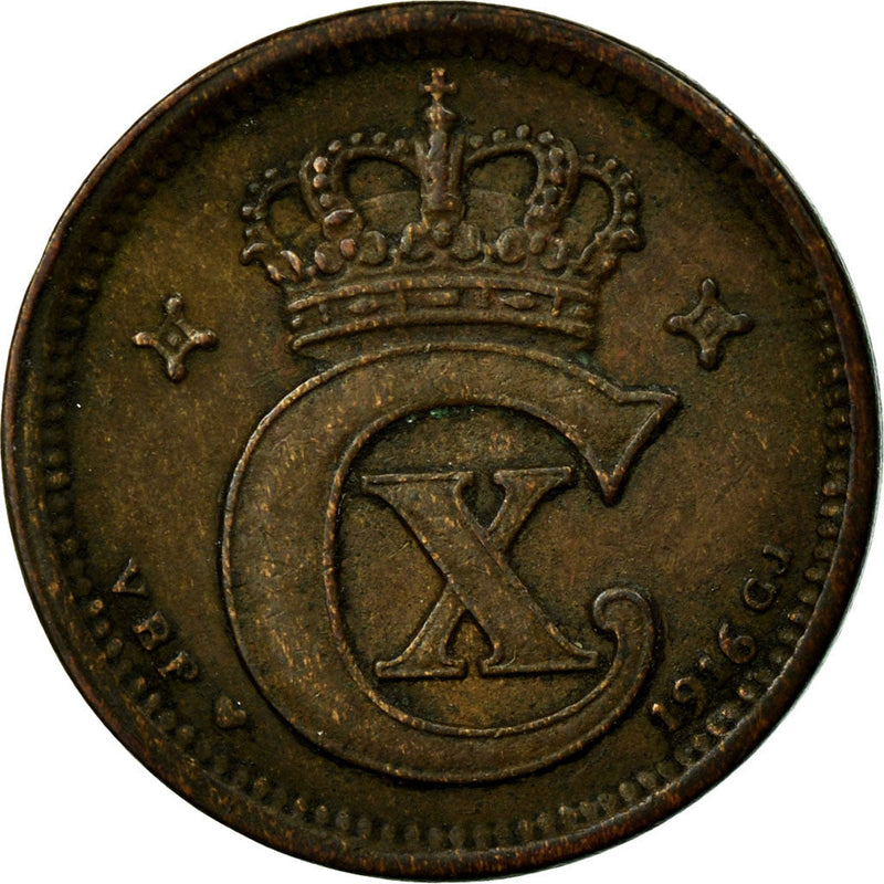 Danish Coin 1 Øre | Christian X | Norse Scroll | KM812 | Denmark | 1913 - 1923